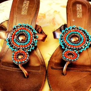 $$KENNETH COLE.. BEAUTIFUL BEADED HEELED SANDALS! SIZE 8
